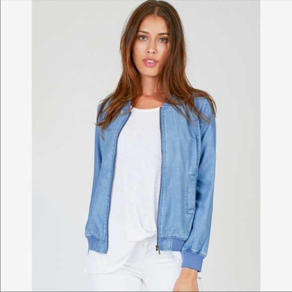 chambray bomber jacket womens